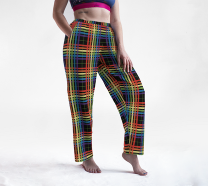 Muted Rainbow/Black Tartan Plaid Lounge Pants