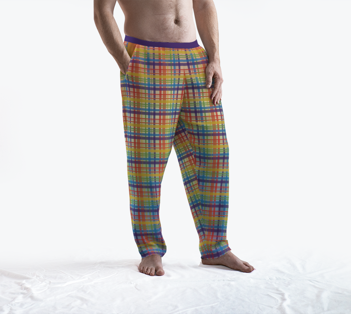 Muted Rainbow Plaid Gradient Lounge Pants