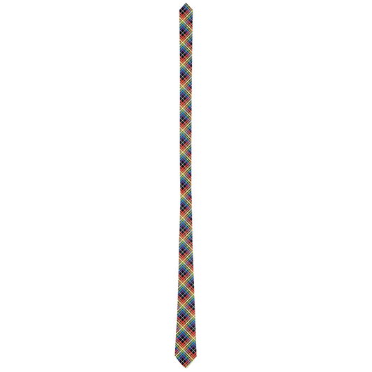 Muted Rainbow/Black Tartan Plaid Neck Tie