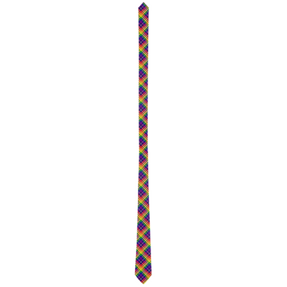 Rainbow/Eggplant Tartan Plaid Neck Tie