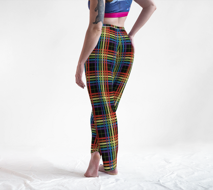 Muted Rainbow/Black Tartan Plaid Lounge Pants