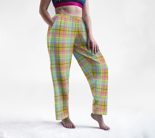 Pastel Rainbow/Citrus Sugar Tartan Plaid Lounge Pants