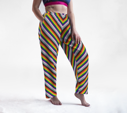 Rainbow Progress Candy Striped Lounge Pants