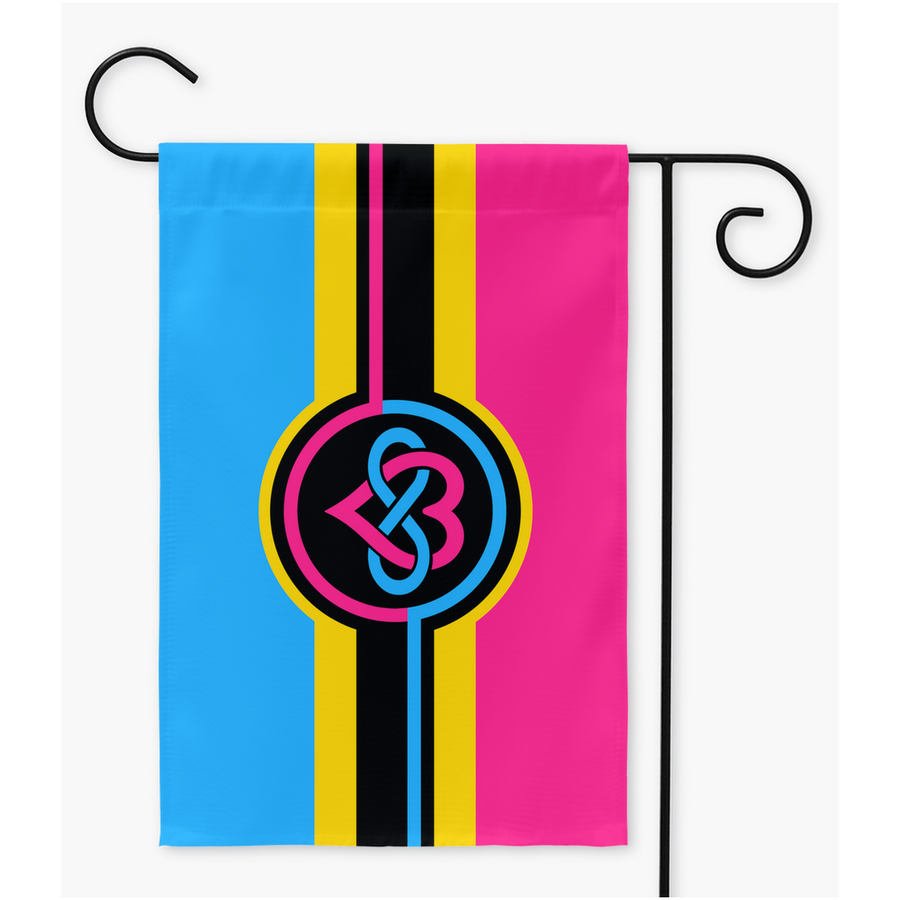 Polyamour - V4 - Drapeaux de cour et de jardin pansexuels | Simple ou double face | 2 tailles