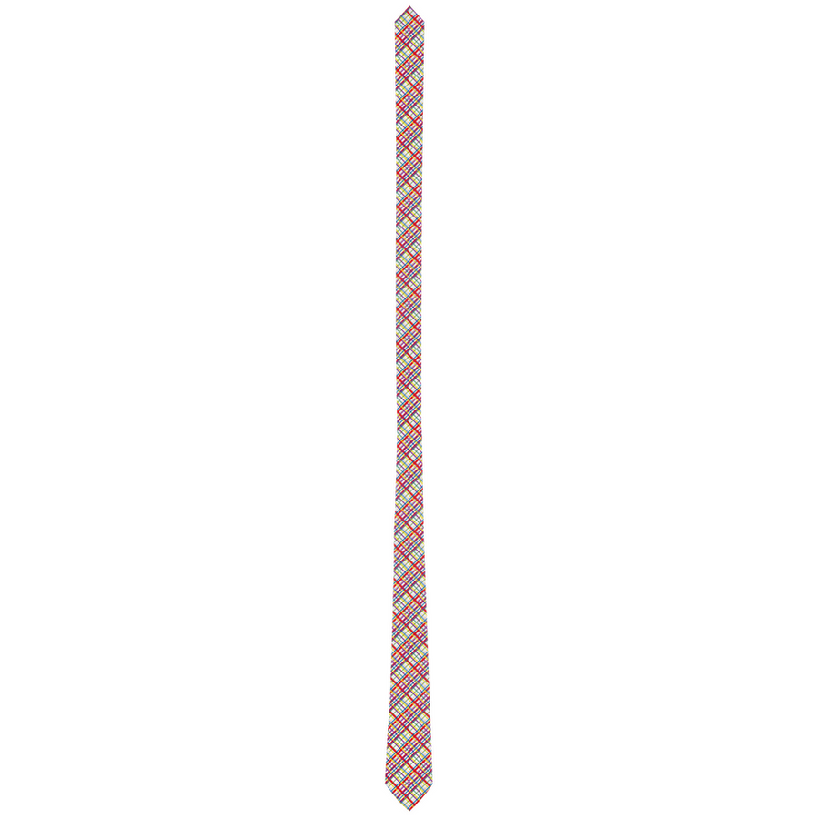 Rainbow/White Madras Plaid Neck Tie