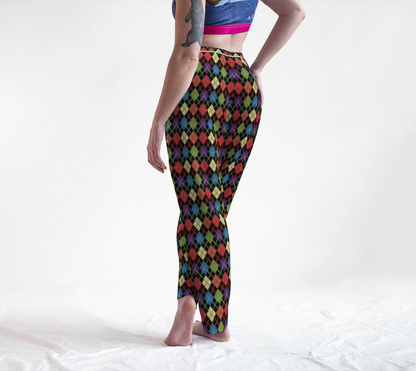 Muted Rainbow/Black Solid Argyle Plaid Lounge Pants