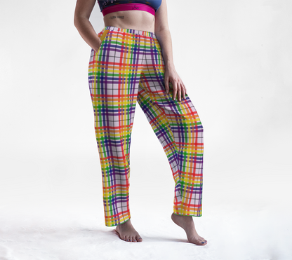 Rainbow/Lavender Tartan Plaid Lounge Pants