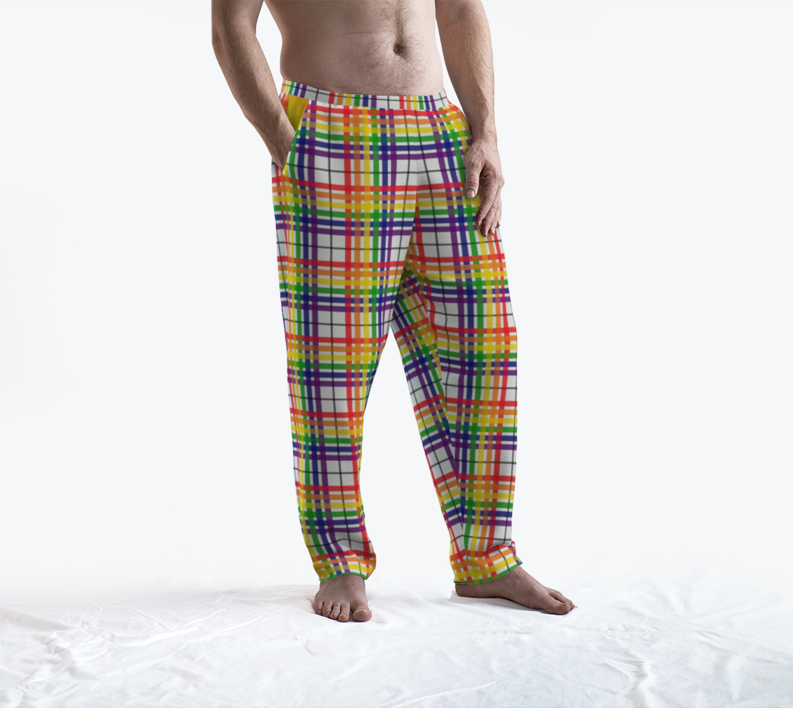 Rainbow/White Tartan Plaid Lounge Pants