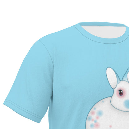 Transgender Spotted Bunny with Blue Background Relaxed Fit O-Neck T-Shirt