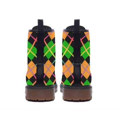 Rainbow Argyle/Gradient Wide Fit/Mens Vegan Leather Martin Boots