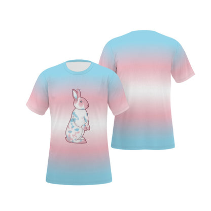 Transgender Nosy Neighbour Bunny with Gradient Background Relaxed Fit O-Neck T-Shirt