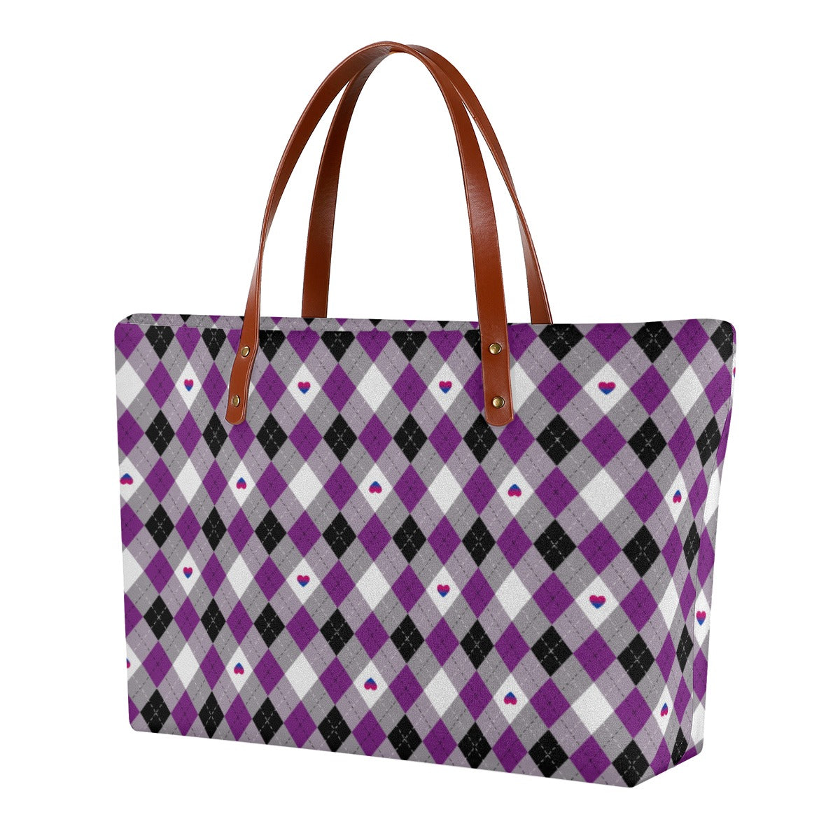 Asexual Biromantic Solid Argyle Zippered Neoprene Tote Bag