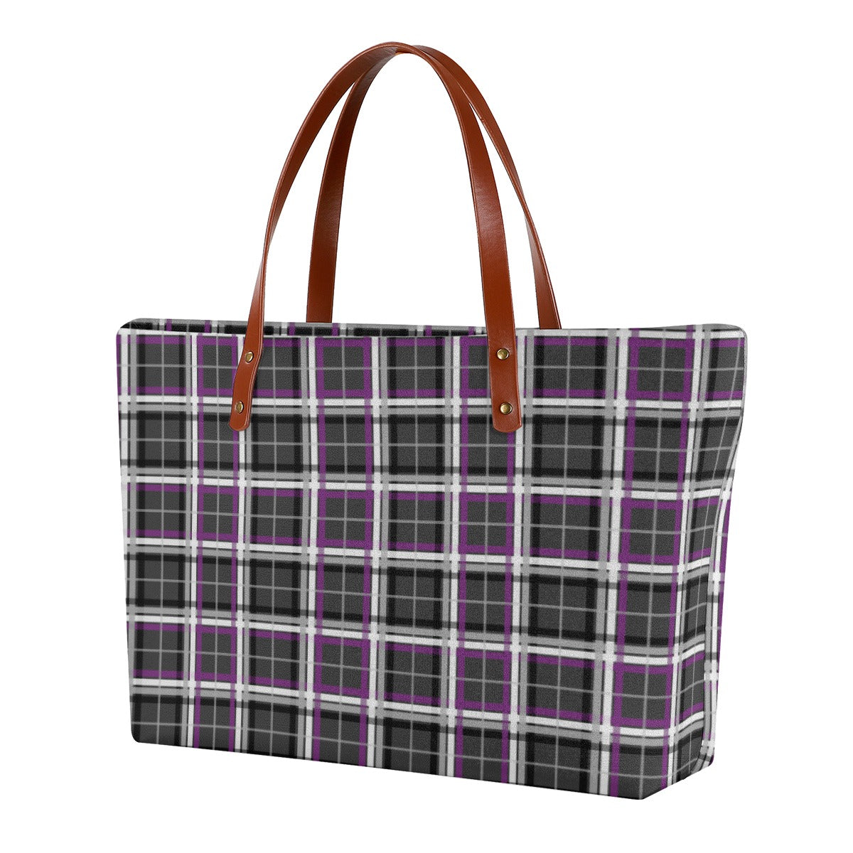 Asexual/Charcoal Tartan Plaid Zippered Neoprene Tote Bag