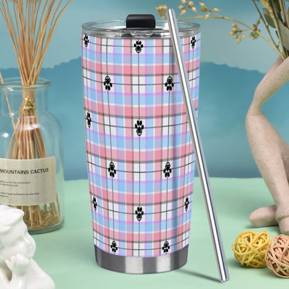 Babyfur Plaid Hot/Cold Tumbler with Steel Straw (20oz )