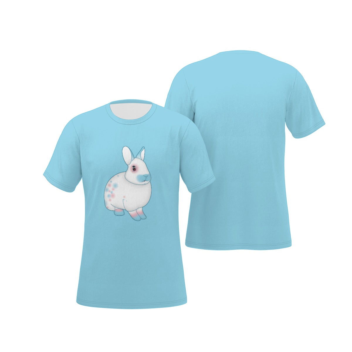 Transgender Spotted Bunny with Blue Background Relaxed Fit O-Neck T-Shirt