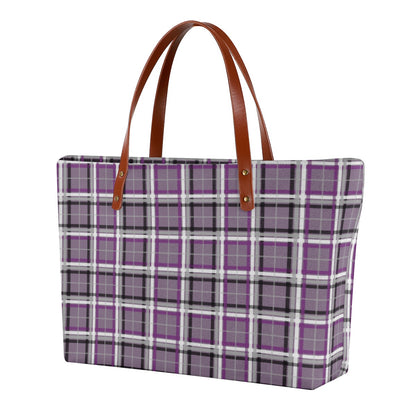 Asexual/Wisteria Tartan Plaid Zippered Neoprene Tote Bag