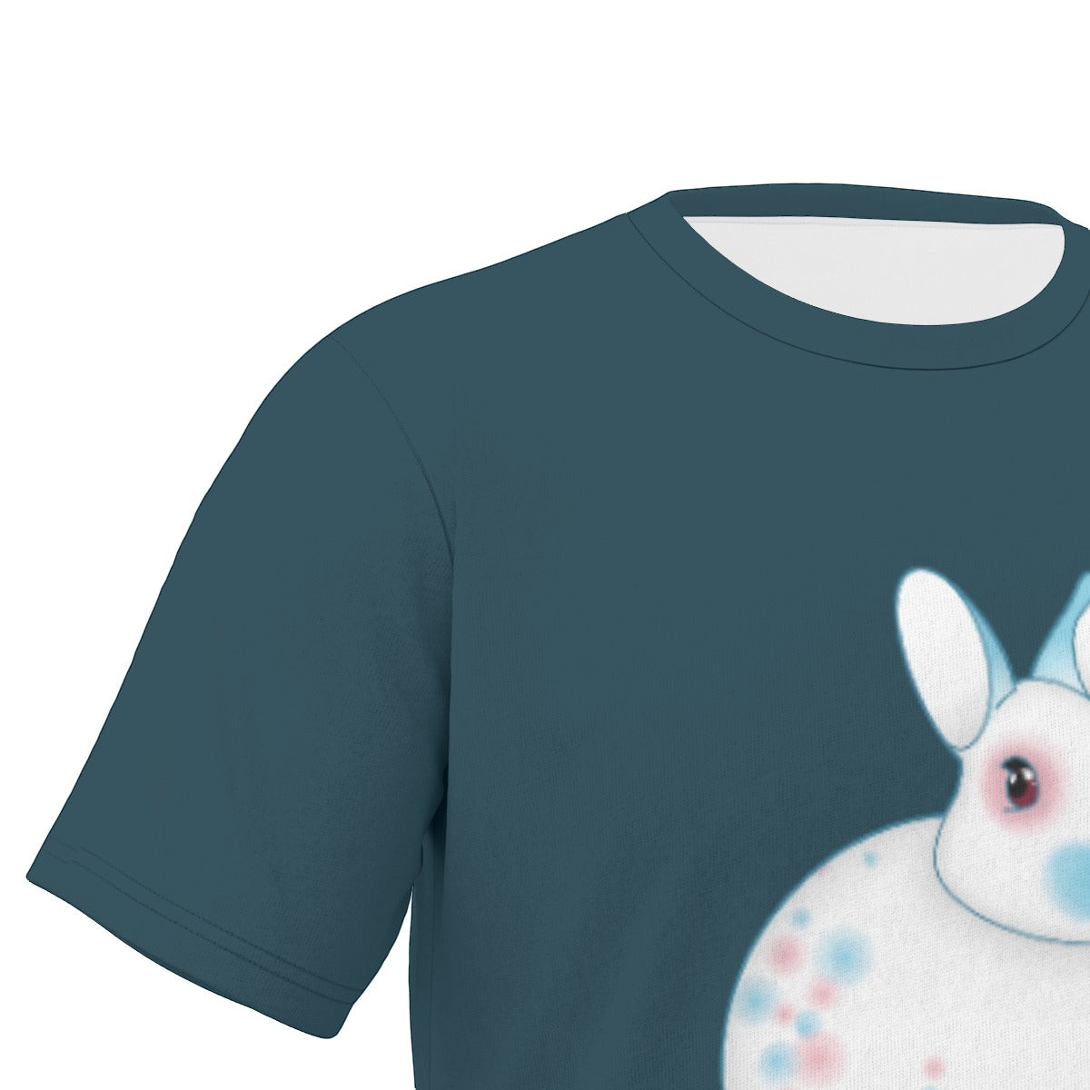 Transgender Spotted Bunny with Peacock Background Relaxed Fit O-Neck T-Shirt