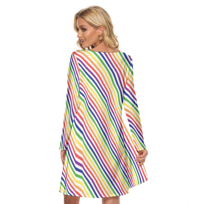 Pride Striped Crew Neck Dress with Long Sleeves | Choose Your Colourway | Sizes S - 3XL (Copy)