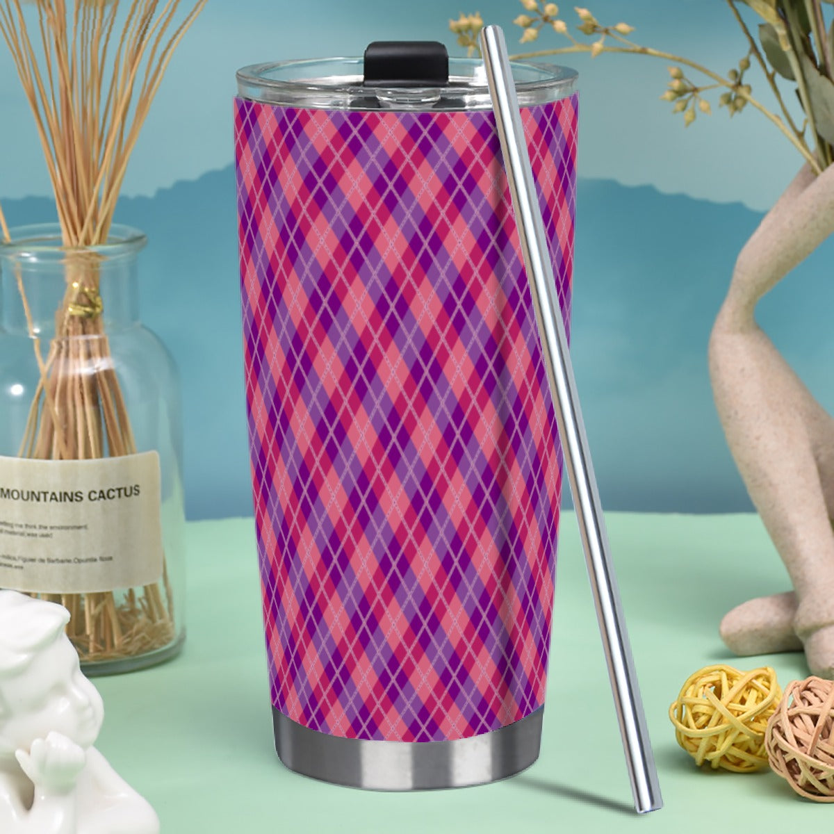 Aceflux - V2 Blended Argyle Hot/Cold Tumbler with Steel Straw (20oz )