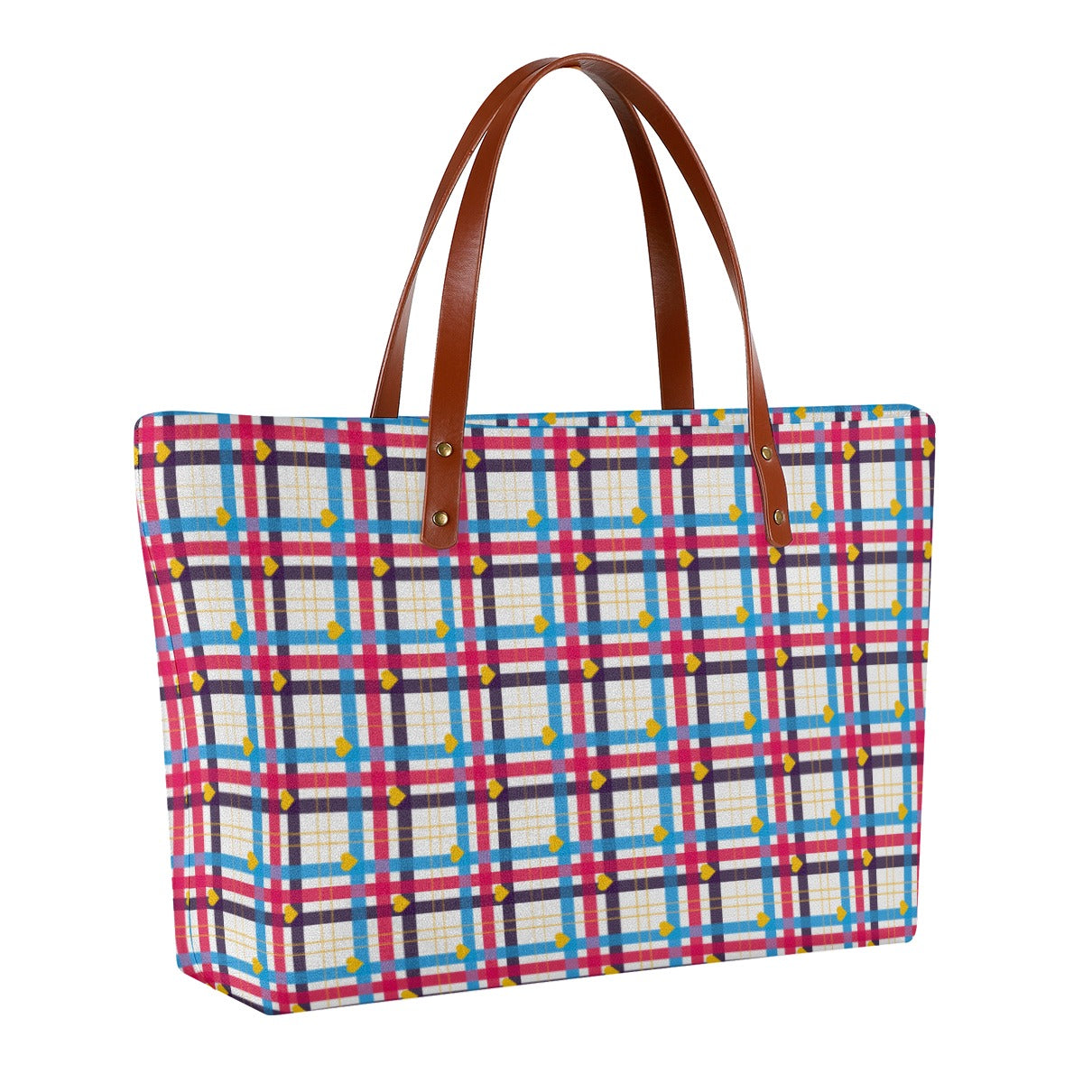 Polyamory - V6/White Tartan Plaid Zippered Neoprene Tote Bag