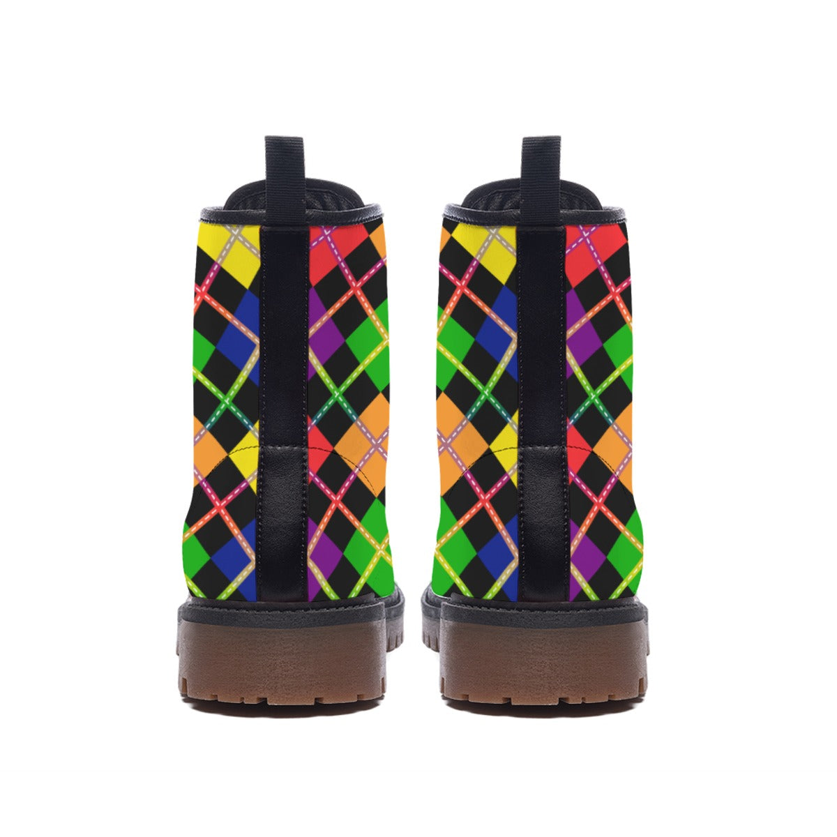 Rainbow Argyle/Gradient Narrow Fit/Womens Vegan Leather Martin Boots