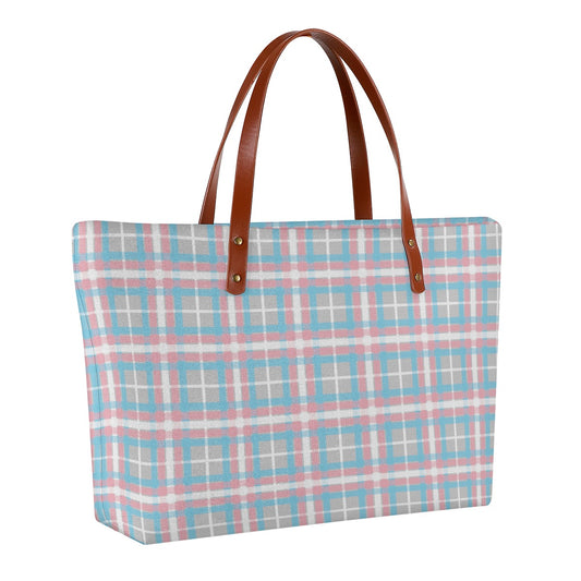 Transgender/Fog Tartan Plaid Zippered Neoprene Tote Bag