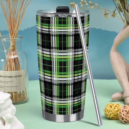 Aromantic/Raven Tartan Plaid Hot/Cold Tumbler with Steel Straw (20oz )