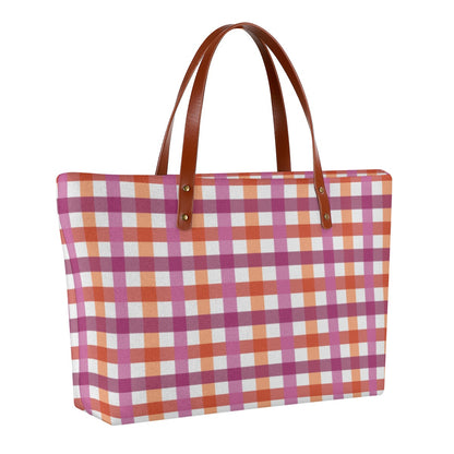 Lesbian - V1 Gingham Zippered Neoprene Tote Bag