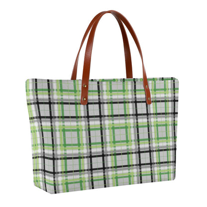 Aromantic/Fog Tartan Plaid Zippered Neoprene Tote Bag