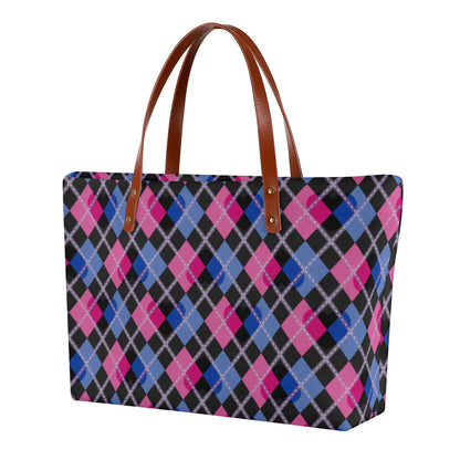 Biromantic - V2/Black Solid Argyle Zippered Neoprene Tote Bag