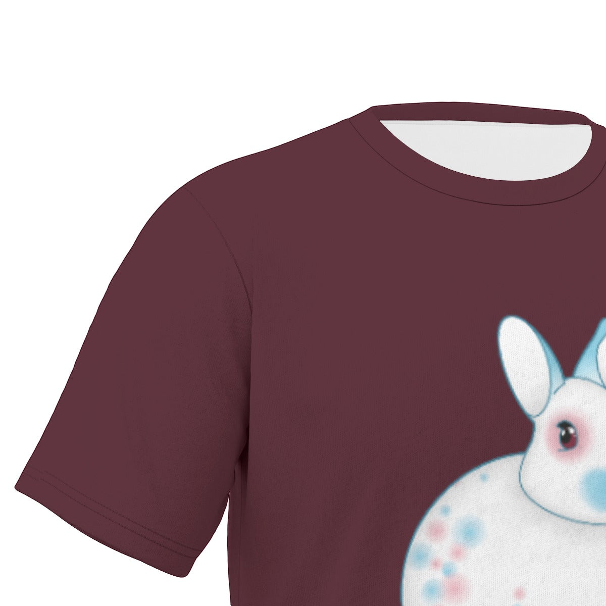 Transgender Spotted Bunny with Deep Maroon Background Relaxed Fit O-Neck T-Shirt