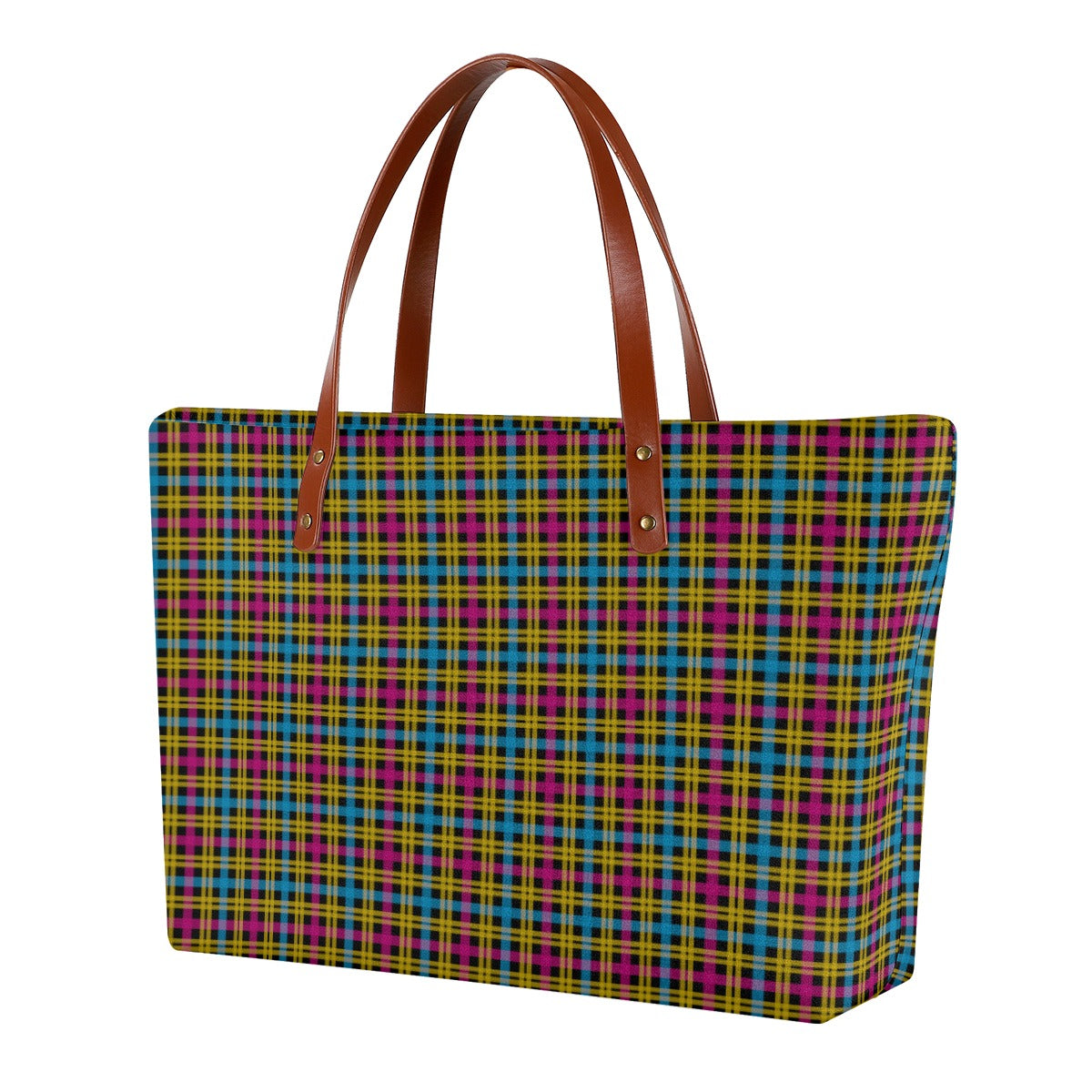 Pansexual/Black Plaid Zippered Neoprene Tote Bag