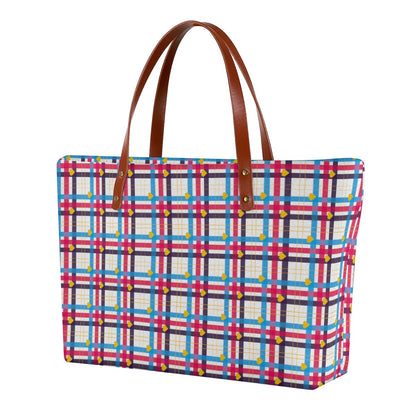 Polyamory - V6/White Tartan Plaid Zippered Neoprene Tote Bag