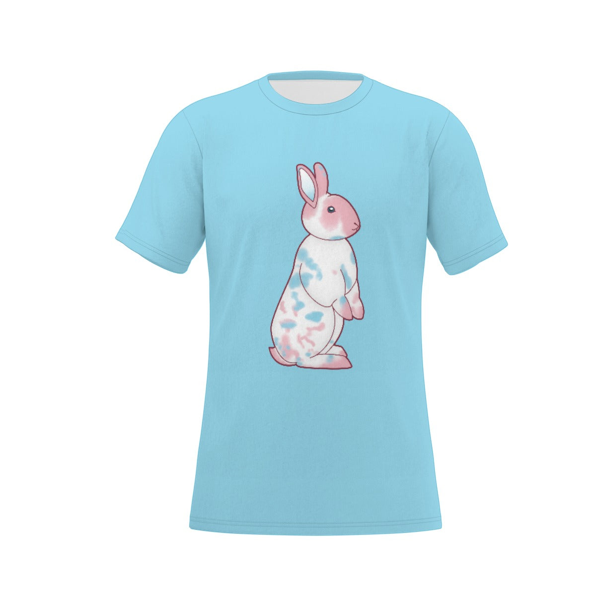 Transgender Nosy Neighbour Bunny with Baby Blue Background Relaxed Fit O-Neck T-Shirt