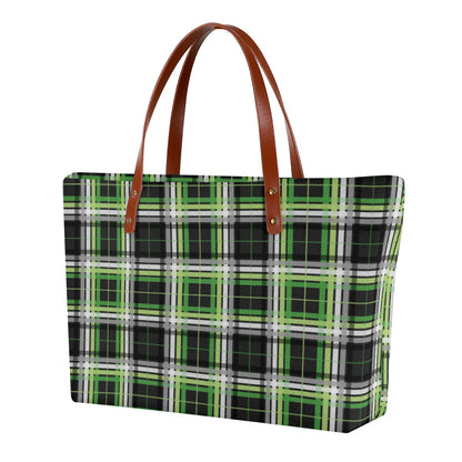 Aromantic/Raven Tartan Plaid Zippered Neoprene Tote Bag