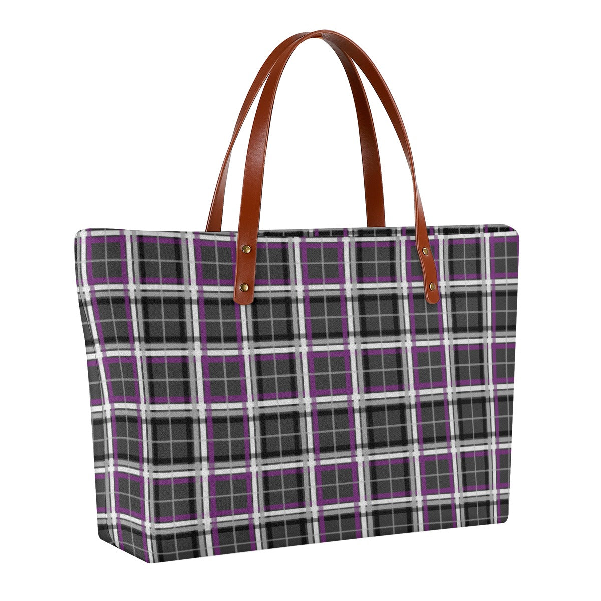 Asexual/Charcoal Tartan Plaid Zippered Neoprene Tote Bag