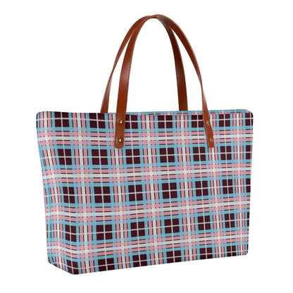 Transgender/Deep Maroon Tartan Plaid Zippered Neoprene Tote Bag