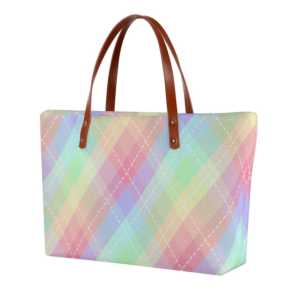 Pastel Blended Argyle Zippered Neoprene Tote Bag