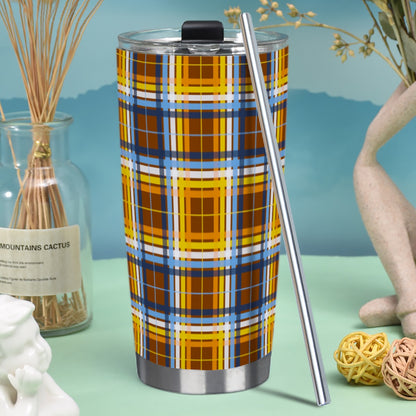 Aroace - V1/Spice Tartan Plaid Hot/Cold Tumbler with Steel Straw (20oz )