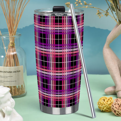 Aceflux - V2 Tartan Plaid Hot/Cold Tumbler with Steel Straw (20oz )