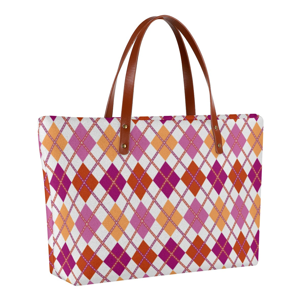 Lesbian - V1/White Solid Argyle Zippered Neoprene Tote Bag