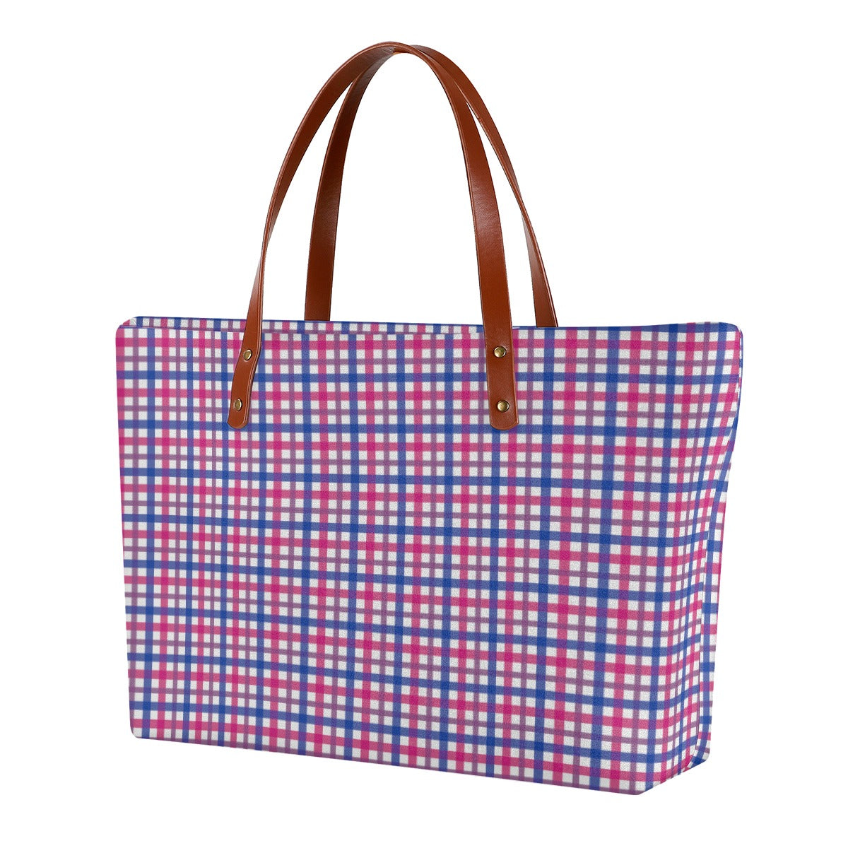 Bisexual Gingham Plaid Zippered Neoprene Tote Bag