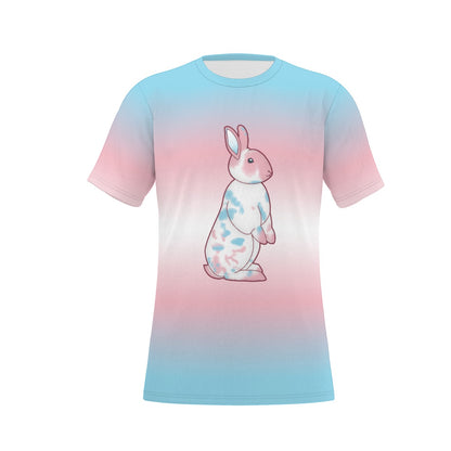 Transgender Nosy Neighbour Bunny with Gradient Background Relaxed Fit O-Neck T-Shirt