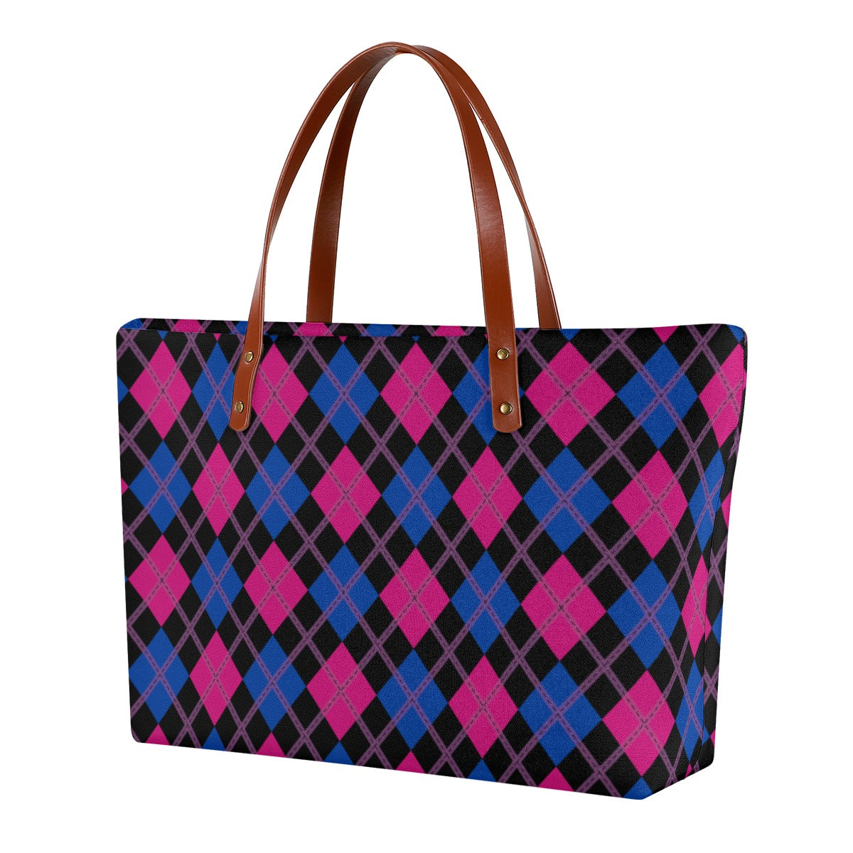 Bisexual/Black Solid Argyle Zippered Neoprene Tote Bag