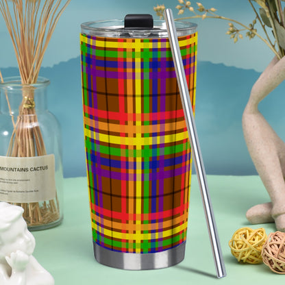 Rainbow/Spice Tartan Plaid Tumbler 20oz (with Straw)