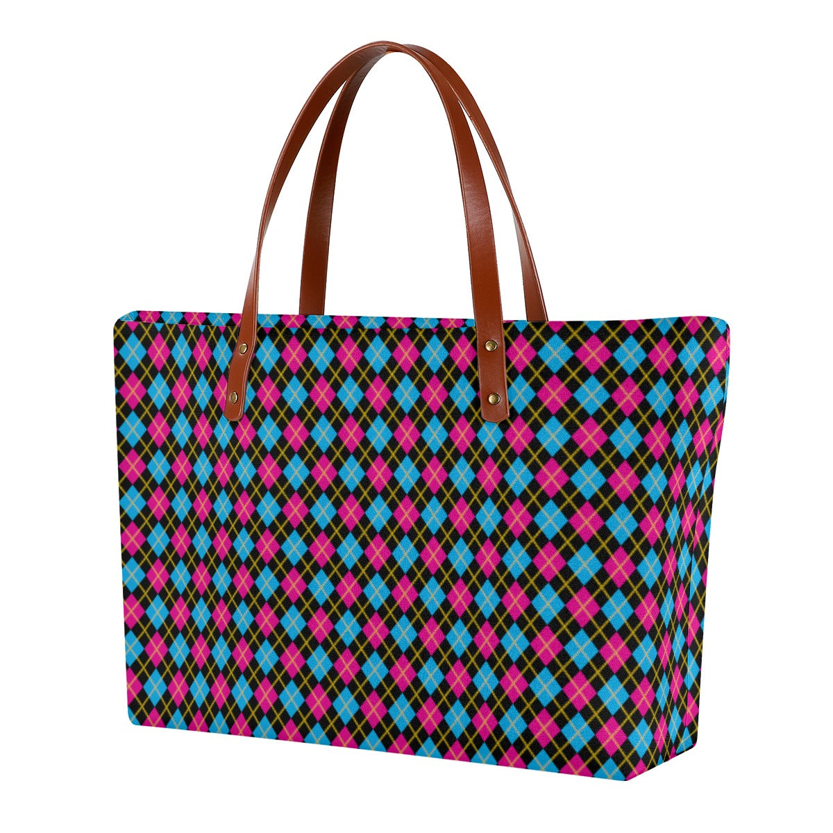 Pansexual/Black Solid Argyle Zippered Neoprene Tote Bag