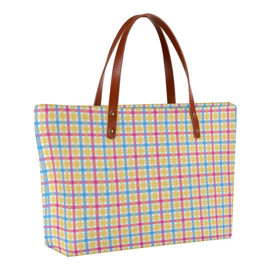 Pansexual/White Plaid Zippered Neoprene Tote Bag