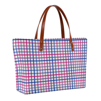 Bisexual Tattersol Plaid Zippered Neoprene Tote Bag