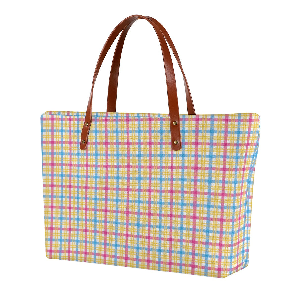 Pansexual/White Plaid Zippered Neoprene Tote Bag