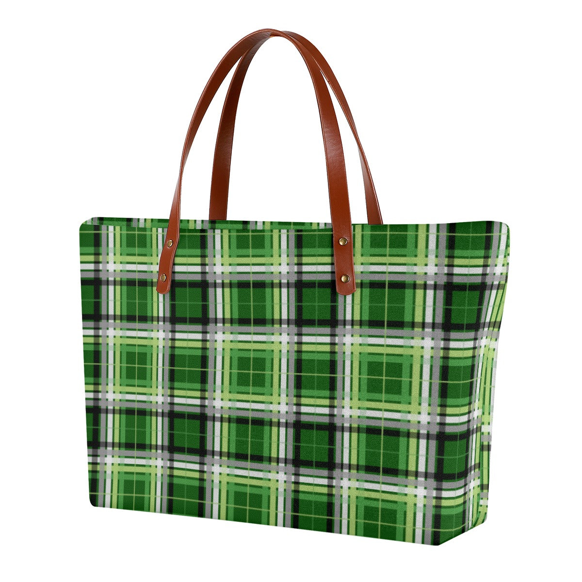 Aromantic/Myrtle Tartan Plaid Zippered Neoprene Tote Bag